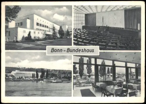 Ansichtskarte Bonn Bundeshaus Mehrbildkarte mit Innenansichten 1952