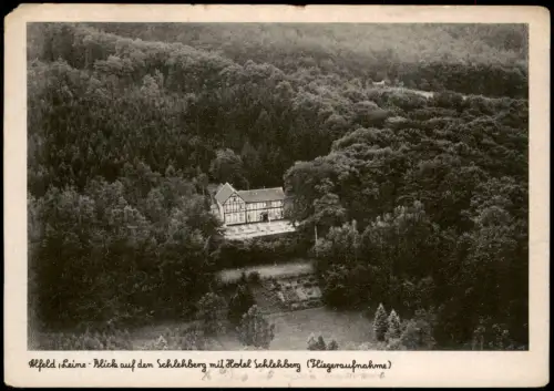 Ansichtskarte Alfeld (Leine) Luftbild Schlehberg mit Hotel Schlehberg 1951