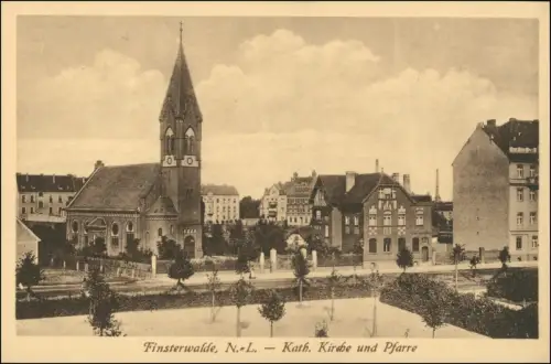 Ansichtskarte Finsterwalde Grabin Straße Kat. Kirche und Pfarre 1912