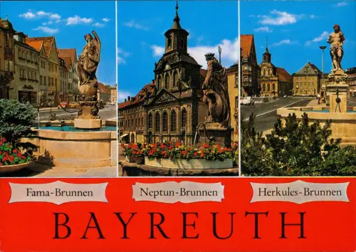 Bayreuth Brunnen in Bayreuth: Fama-, Neptun- und Herkules-Brunnen 1975