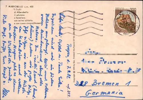 Cartolina Alberobello Trulli-Rundhäuser 1979