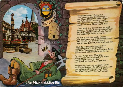 Ansichtskarte Michelstadt Die Michelstädter Bie - Sage und Illustration 1965