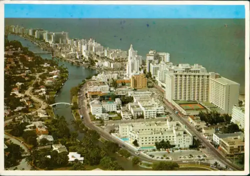 Postcard Indian Creek Luftaufnahme Miami Beach mit Indian Creek 1981