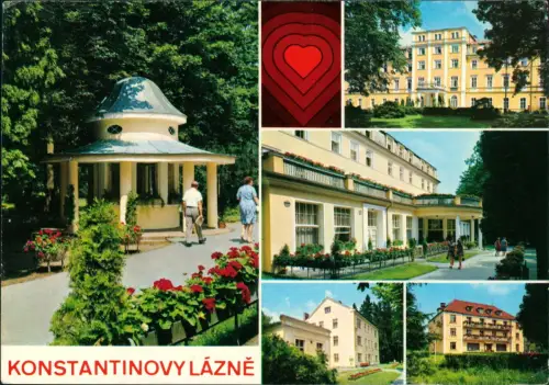 Konstantinsbad Konstantinovy  Mehrbildkarte Prusík-Institut Kurpavillon 1977