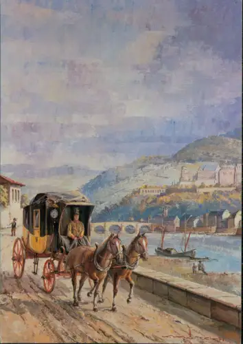Ansichtskarte Heidelberg Badischer Eilpostwagen vor Schlosskulisse 1978