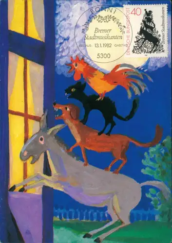 Ansichtskarte Bremen Bremer Stadtmusikanten 1982