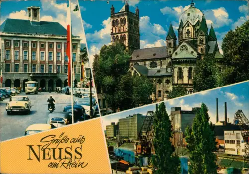 Ansichtskarte Neuss Hafen, Markt, Fabrik 1968