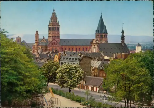 Ansichtskarte Mainz Blick zum Dom - Spielplatz 1964