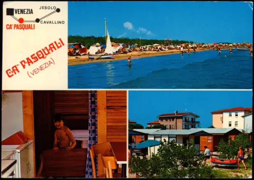 Ca’ Pasquali-Cavallino-Treporti Mehrbildkarte Strand und Bungalows 1973