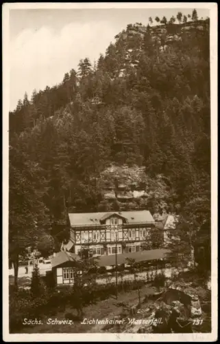 Lichtenhain-Sebnitz Hotel Lichtenhainer Wasserfall - Fotokarte 1928