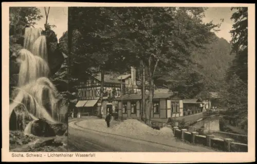 Ansichtskarte Lichtenhain-Sebnitz Hotel Lichtenhainer Wasserfall 2Bild 1926