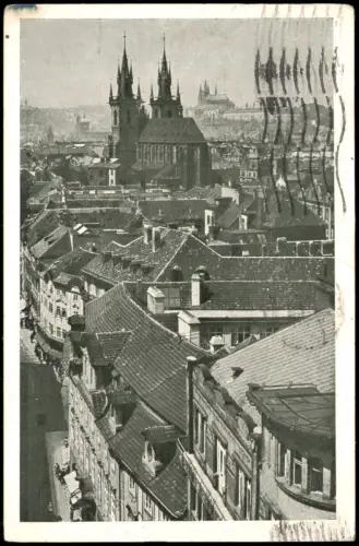 Postcard Prag Praha Blick vom Pulverturm 1948