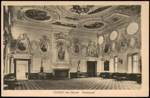 Höxter (Weser) Schloß Kloster Corvey Innenansicht Kaisersaal 1910