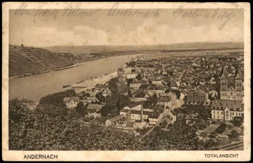 Ansichtskarte Andernach Panorama-Ansicht Rhein Blick TOTALANSICHT 1917