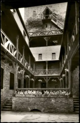 Ansichtskarte Kaub Burg Gutenfels Innenhof 1960