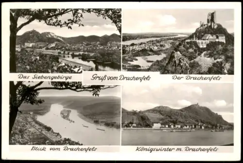 Ansichtskarte Königswinter  1954   mit Bordpost-Stempel Dampfer ELBERFELD