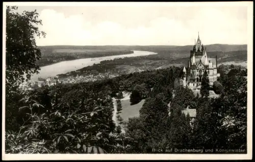 Königswinter Panorama-Ansicht Blick auf Drachenburg und Königswinter 1940