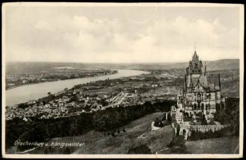 Königswinter Panorama-Ansicht Drachenburg u. Königswinter 1930