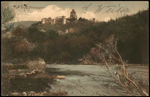 Ansichtskarte Nideggen Eifel Fernansicht Burg Nideggen 1913 mit Stempel DÜREN