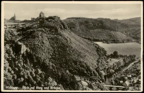 Ansichtskarte Nideggen (Eifel) Nideggen Blick auf Burg und Brücke 1920