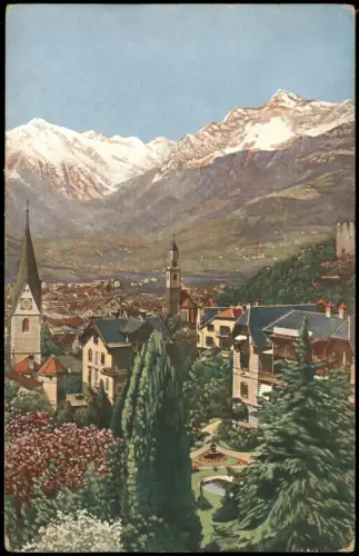 Obermais-Meran Maia Alta Merano Partie aus Obermais mit Blick auf Meran 1912