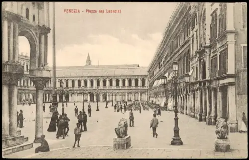 Cartolina Venedig Venezia Piazza dai Leoncini 1916