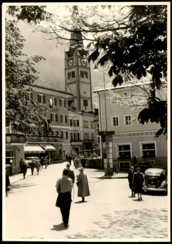 Bad Hofgastein Auto Volkswagen VW Käfer, Leute, Ortsansicht mit Hotel 1955
