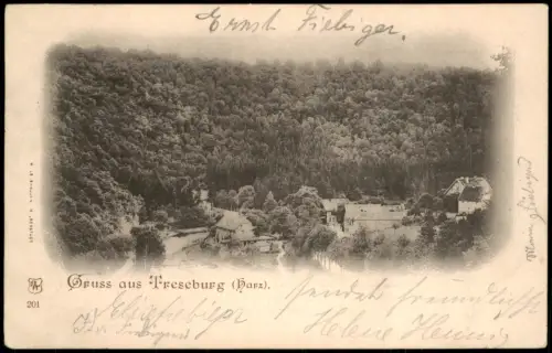 Ansichtskarte Treseburg Panorama-Ansicht Gruss-Aus-Karte Ort im Harz 1900