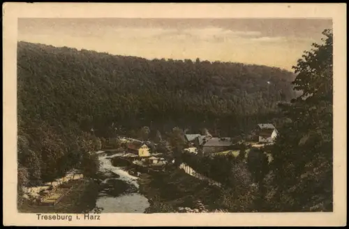 Ansichtskarte Treseburg Panorama-Ansicht Häuser Partie am Fluss 1910