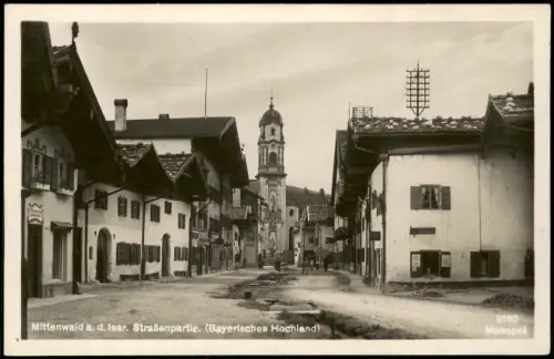 Ansichtskarte Mittenwald Straßenpartie 1930