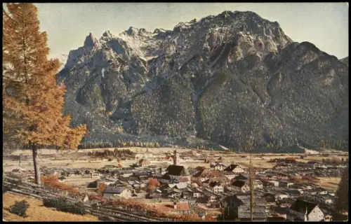Ansichtskarte Mittenwald Stadt Totale Photochromie 1918