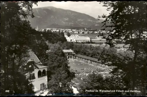 Ansichtskarte Villach Freibad im Warmbad mit Gerlitzen 1965
