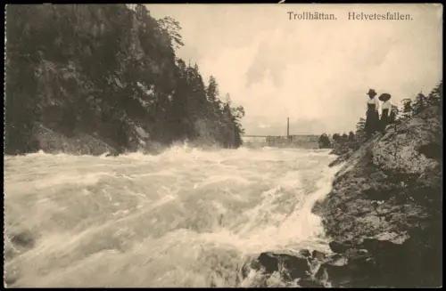 Postcard Trollhättan Helvetesfallen. 1913
