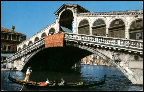 Cartolina Venedig Venezia Ponte di Rialto Brücke 1968