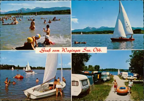 Waging am See Waginger See Wärmster See Oberbayerns Mehrbild-AK 1970