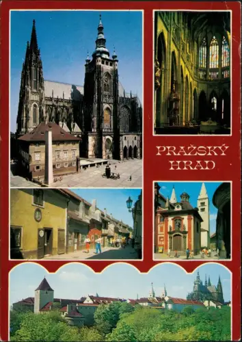 Postcard Prag Praha Mehrbildkarte mit 5 Stadt-Ansichten 1976