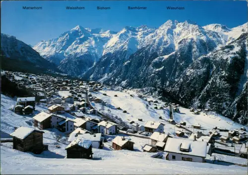 Ansichtskarte Grächen Umland-Ansicht mit Alpen-Panorama 1980