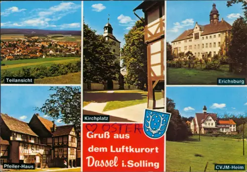 Dassel Mehrbild-AK Ortsansichten u.a. Pfeiler-Haus Kirchplatz 1995