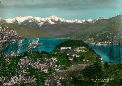 Cartolina Bellagio Panorama-Ansicht BELLAGIO e VARENNA Lago di Como 1955