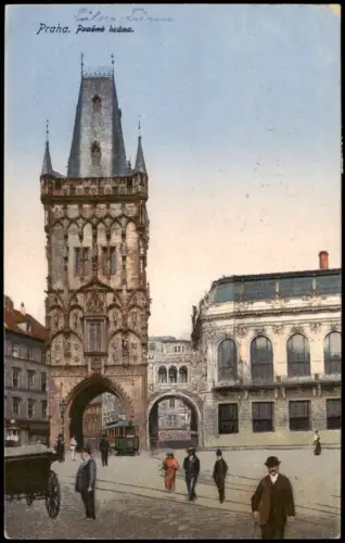 Postcard Prag Praha Prašná brána. 1929