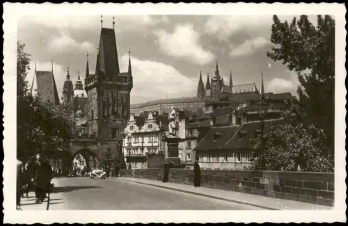 Postcard Prag Praha Kleinseiter Brückentürme 1942  gel. Dt. Besetzung