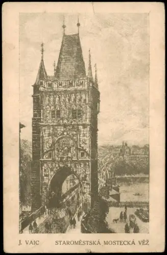 Prag Praha Altstädter Brückenturm Karlsbrücke/Karlův most 1925