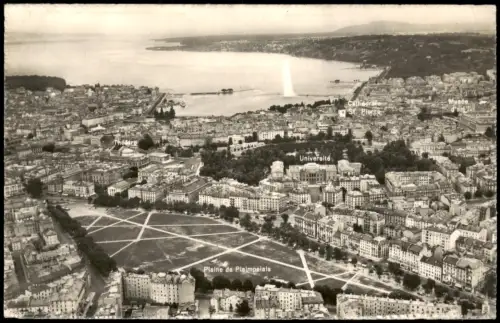 Genf Genève Vogelperspektive von Genf mit Plaine de Plainpalais Universite 1958