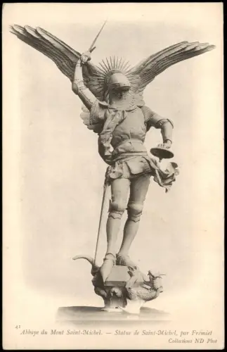 CPA Le Mont-Saint-Michel Abbaye du Mont Saint-Michel. - Statue 1906