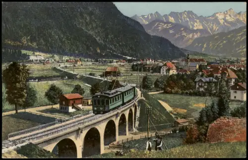 Ansichtskarte Mittenwald Partie an der neuen Bahn, 1915