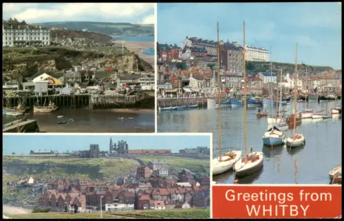 Postcard Whitby Mehrbild Stadt Hafen 1078