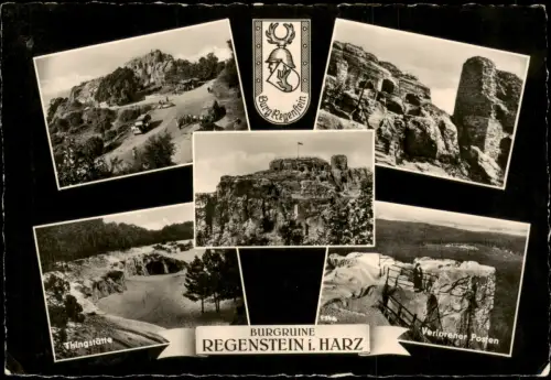 Blankenburg (Harz) DDR Mehrbildkarte Burg Burgruine Regenstein 1958