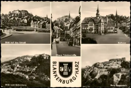 Ansichtskarte Blankenburg (Harz) DDR Mehrbildkarte mit 5 Ortsansichten 1958