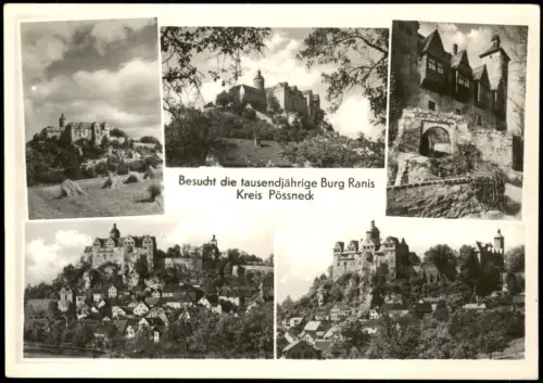 Ansichtskarte Ranis Mehrbild-AK diverse Ansichten Burg Ranis 1957