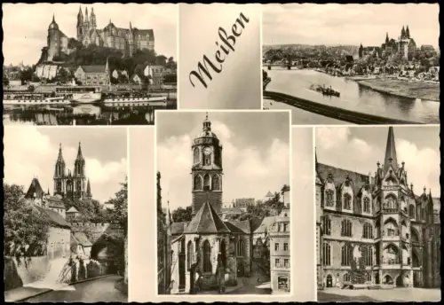 Ansichtskarte Meißen DDR Mehrbildkarte div. Stadtteilansichten 1959